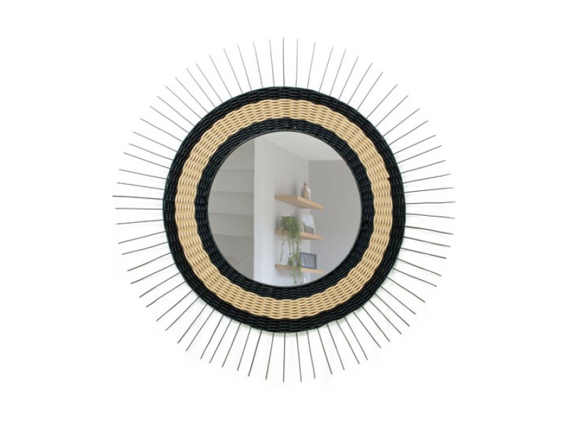 Large Sun Mirror - Natural and Black 